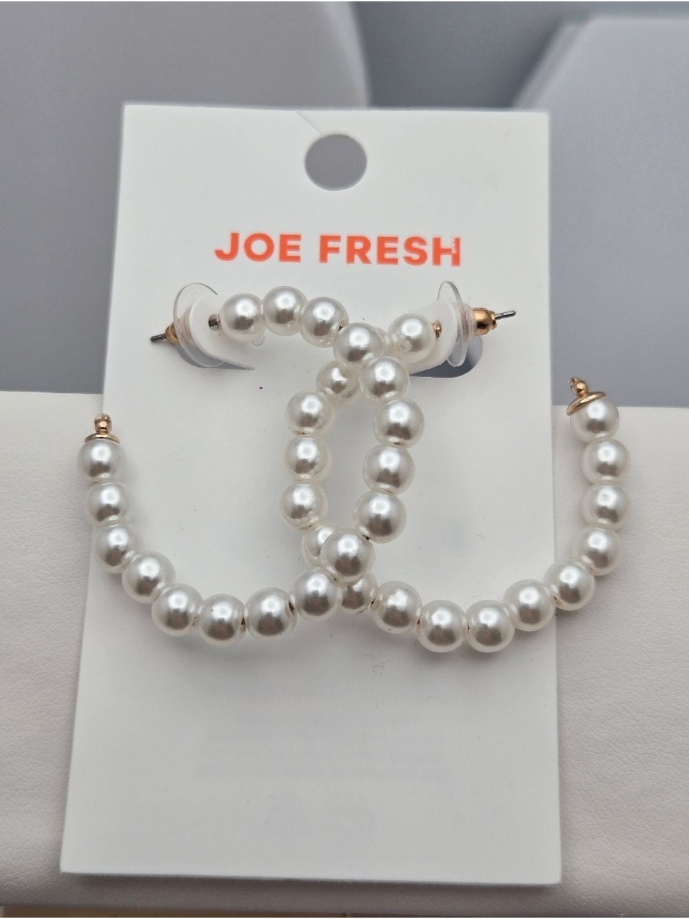 ✨2/$10✨Twisted Faux Pearl Hoop Earrings 1.5" Classic Statement Hoops New